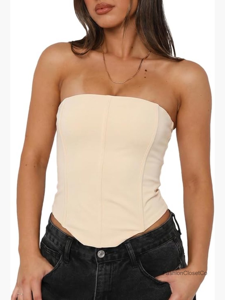 Women's Sexy Corset Tube Top Strapless Lace-Up Backless Y2k Going Out Double